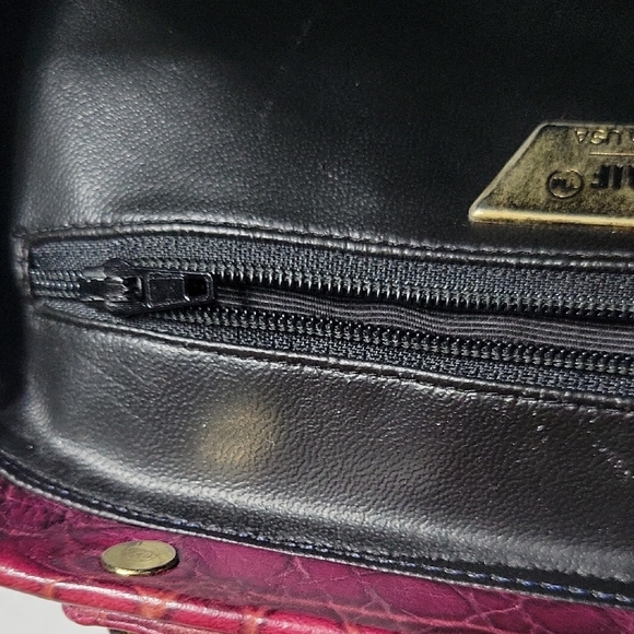 Vintage Sharif Multicolor Leather Satchel in Green, Purple and Burgundy - Picture 13 of 14